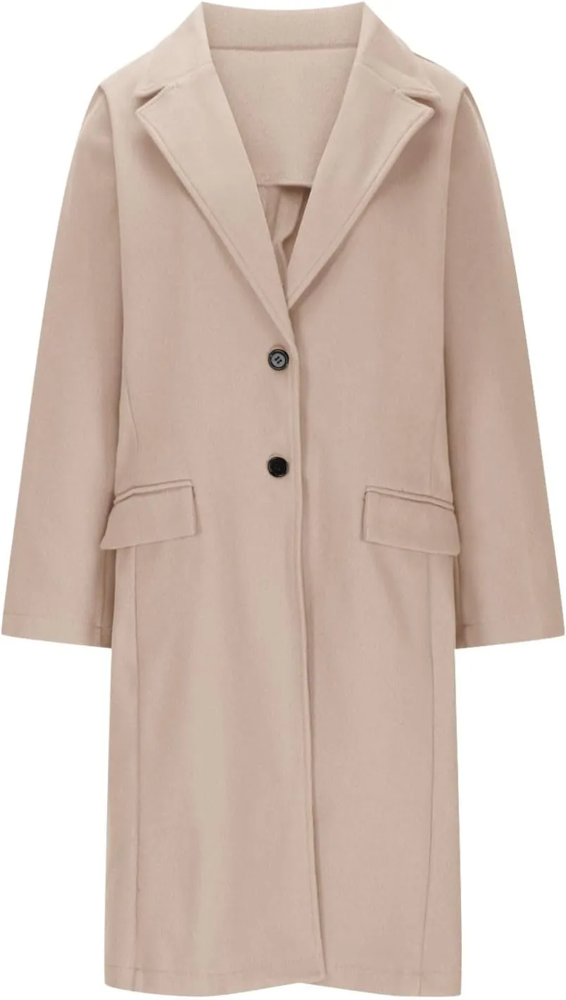 Winter Coats for Women Wool Blend Trench Coats Trendy Single-Breasted Long Peacoat Lounge Soild Office Work Blazers