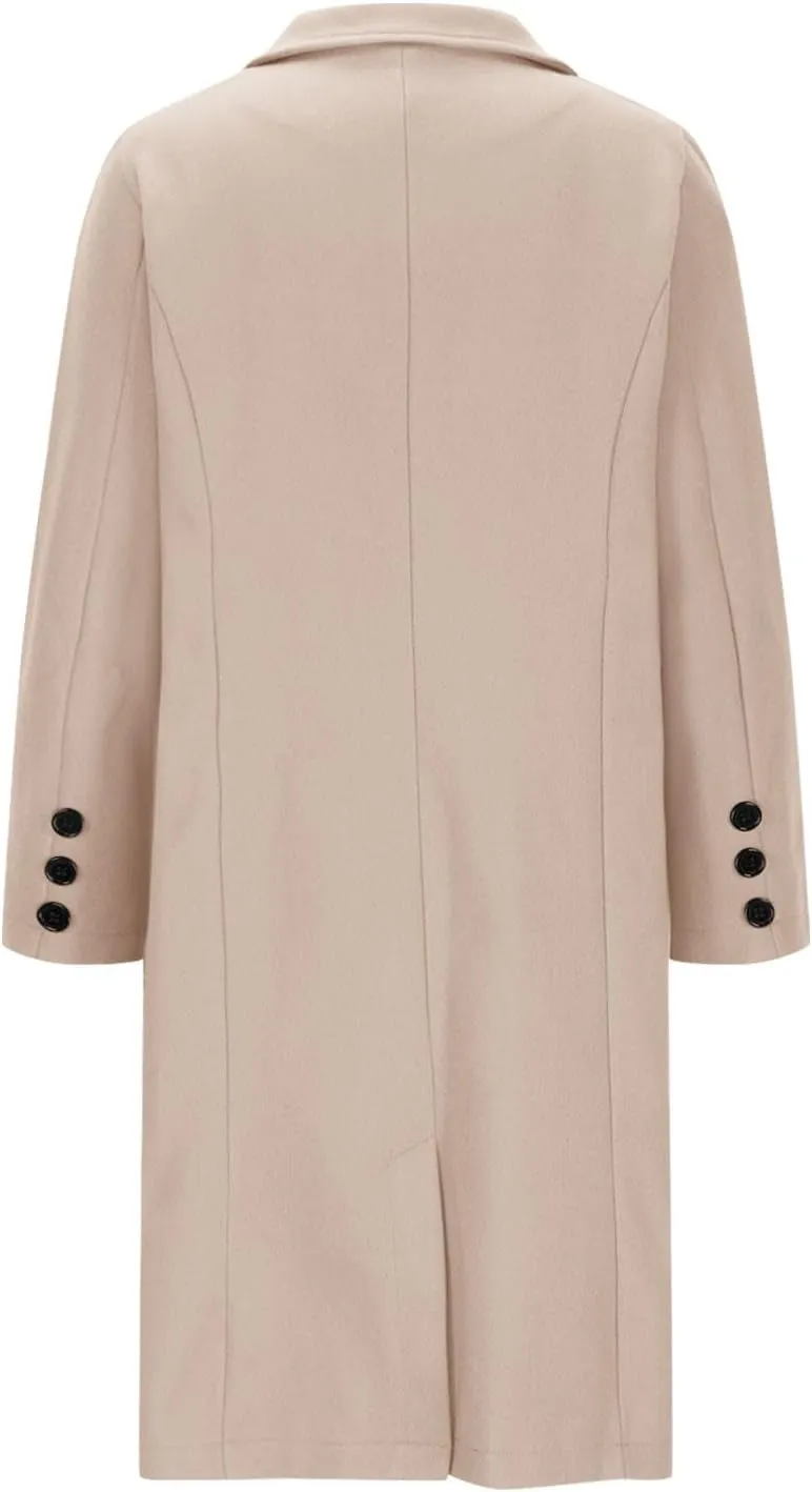 Winter Coats for Women Wool Blend Trench Coats Trendy Single-Breasted Long Peacoat Lounge Soild Office Work Blazers