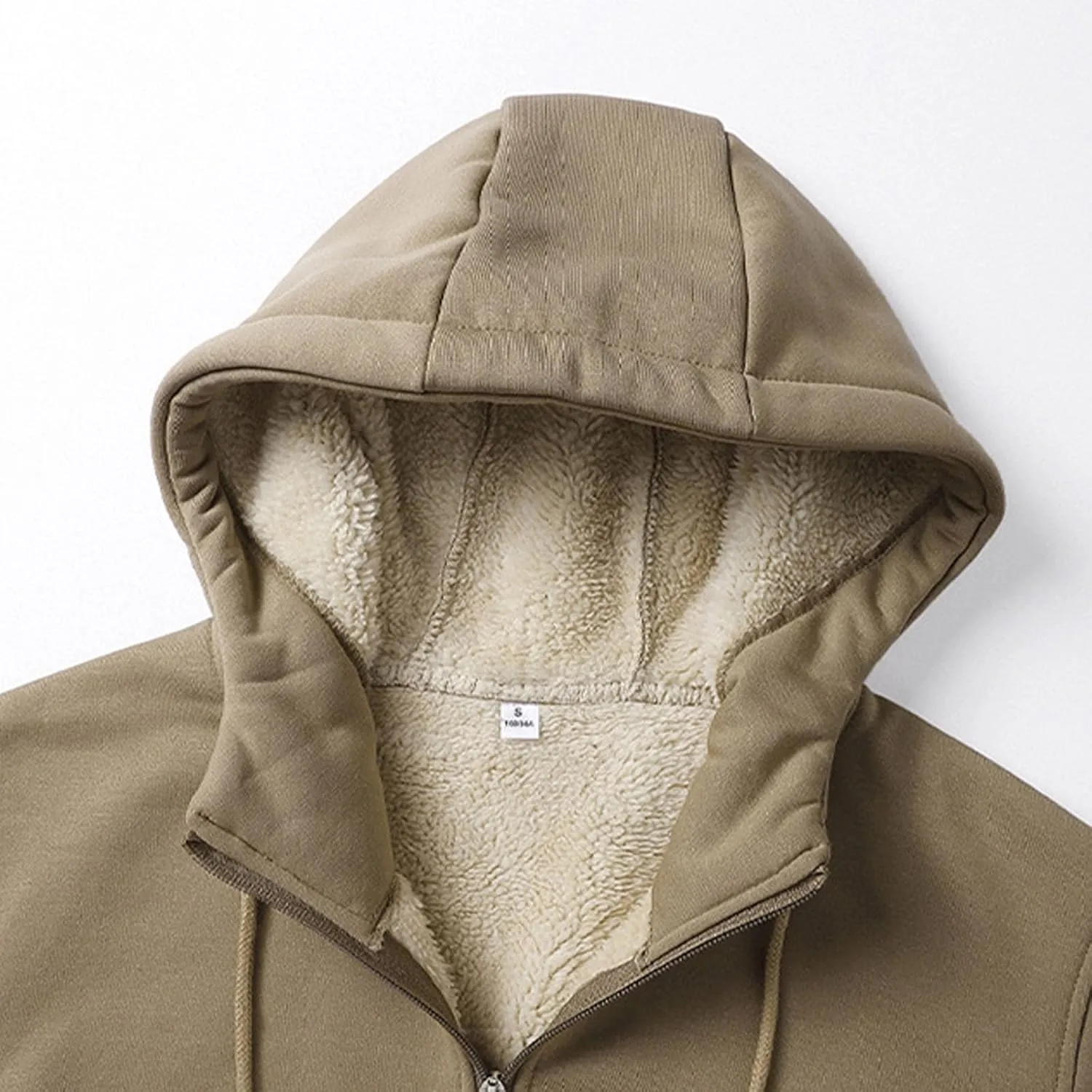 Winter Hoodie Jackets For Men Comfy Soft Fleece Lined Coat Tops Fashion Drawstring Zipper Sweatshirt Sherpa Outwear