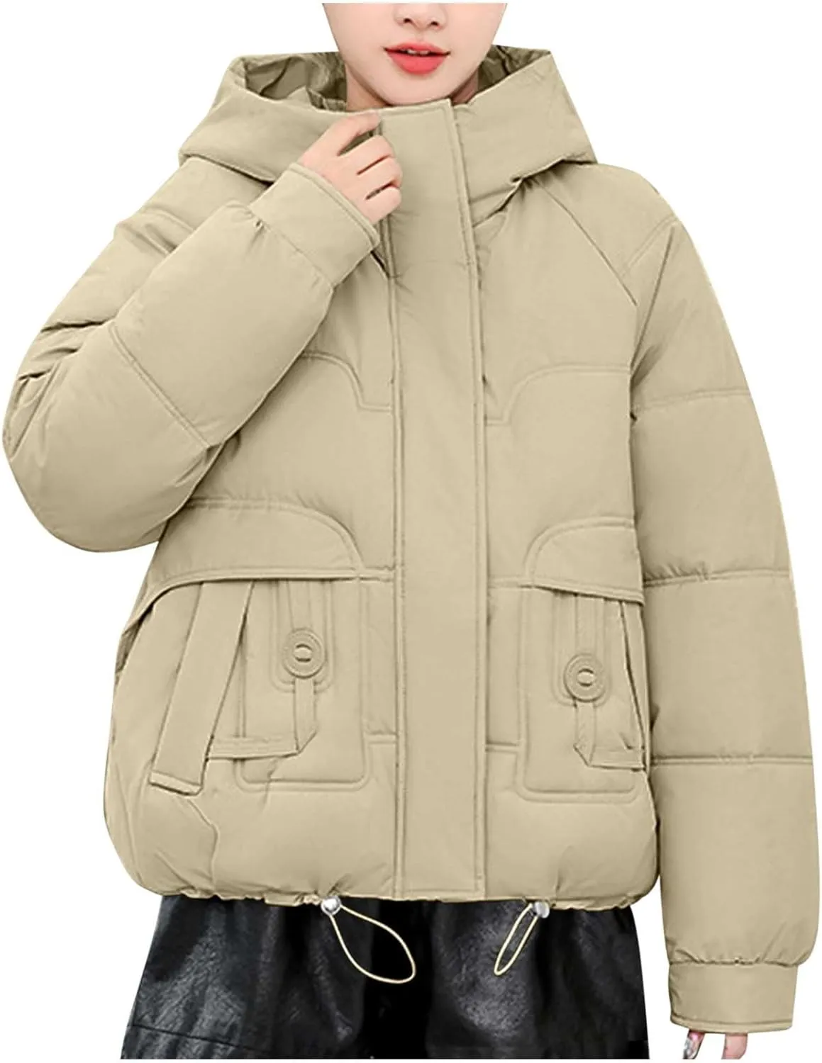Winter Puffer down Jacket for Women Oversized Warm Outdoor Coat Ladies Hooded Padded down Jacket with Removable Hooded
