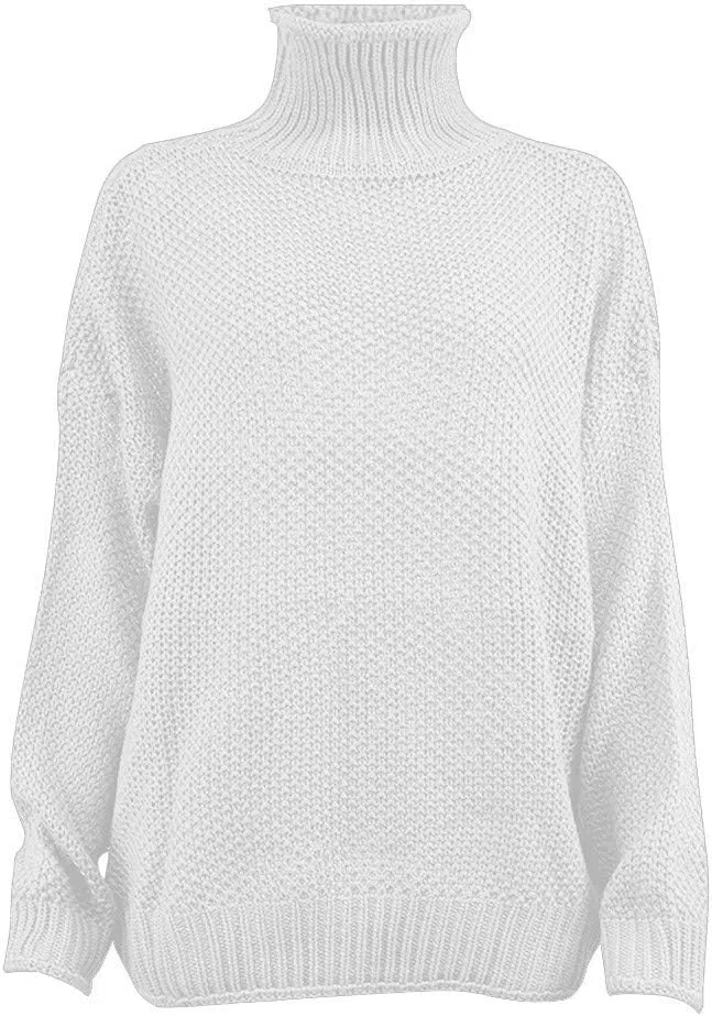 Women 2023 Fall Turtle Neck Sweater Solid Long Sleeve Knit Pullover Oversize Casual Loose Sweater Chunky Jumper Tops