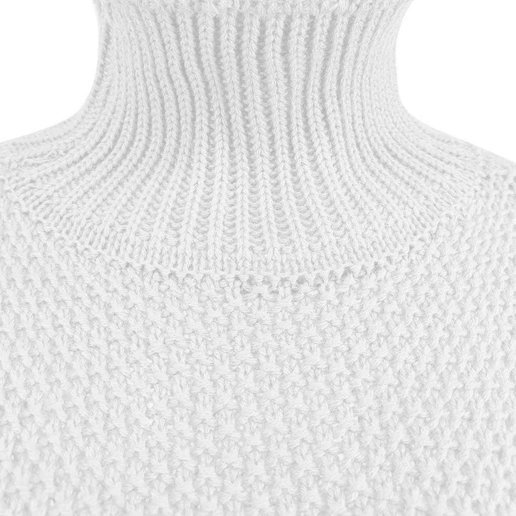 Women 2023 Fall Turtle Neck Sweater Solid Long Sleeve Knit Pullover Oversize Casual Loose Sweater Chunky Jumper Tops