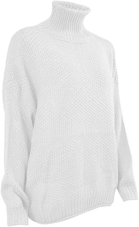 Women 2023 Fall Turtle Neck Sweater Solid Long Sleeve Knit Pullover Oversize Casual Loose Sweater Chunky Jumper Tops