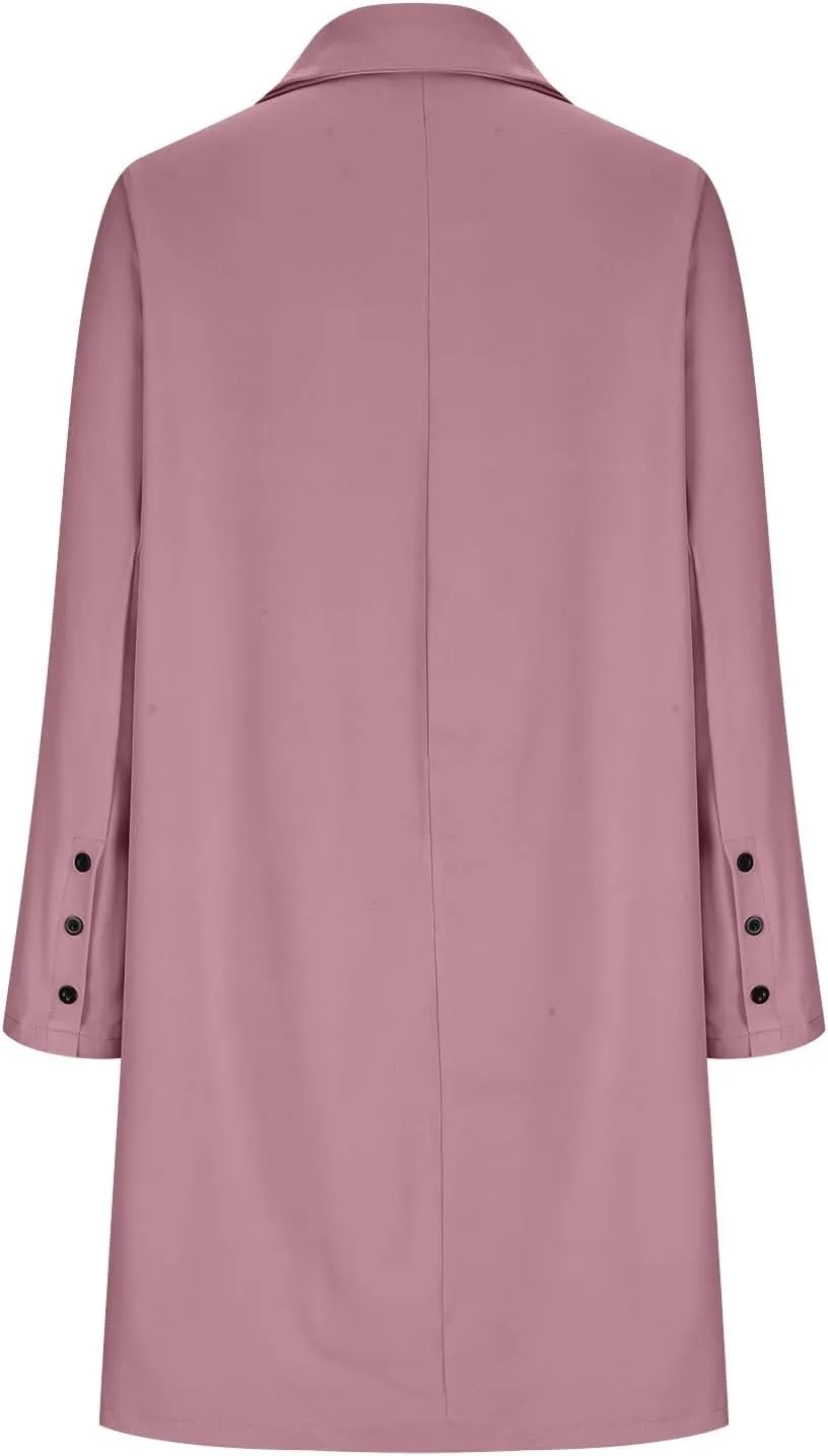 Women Coats,Elegant Notched Collar Double Breasted Wool Blend Over Coat Double-Breasted Lapel Jacket Outwear