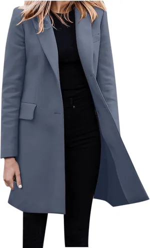 Women Coats,Elegant Notched Collar Double Breasted Wool Blend Over Coat Double-Breasted Lapel Jacket Outwear