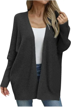 Women Comfortable Open Front Cardigan V-Neck Casual Cable Knit Outwear Loose Trendy Sweaters