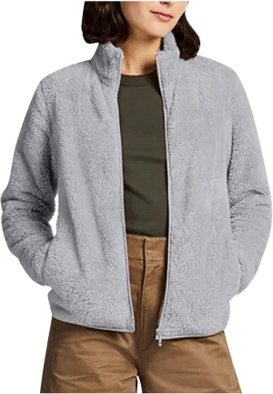 Women Fall and Winter Sweatshirts Full Zip Up Plush Casual Loose Shirts Long Sleeve Pullover Fleece Clothes