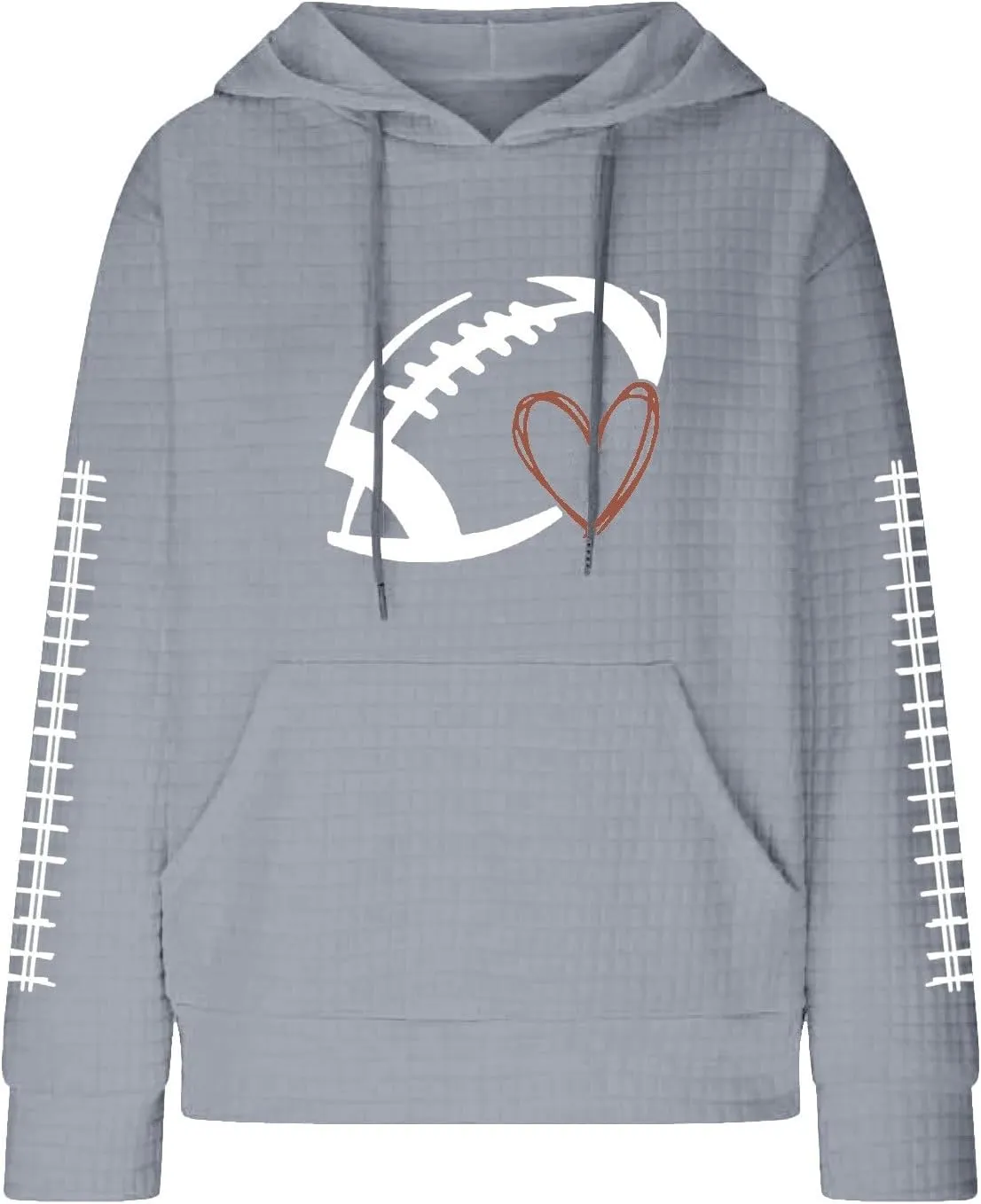 Women Football Season Hoodie Game Day Football Trendy Casual Waffle Sweatshirt Preppy Loose Pullover Tops with Pockets