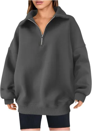 Women Oversized Hoodies Sweatshirt Half Zip Long Sleeve Fleece Pullover Top 2024 Fall Trendy Teen Girl Preppy Clothes