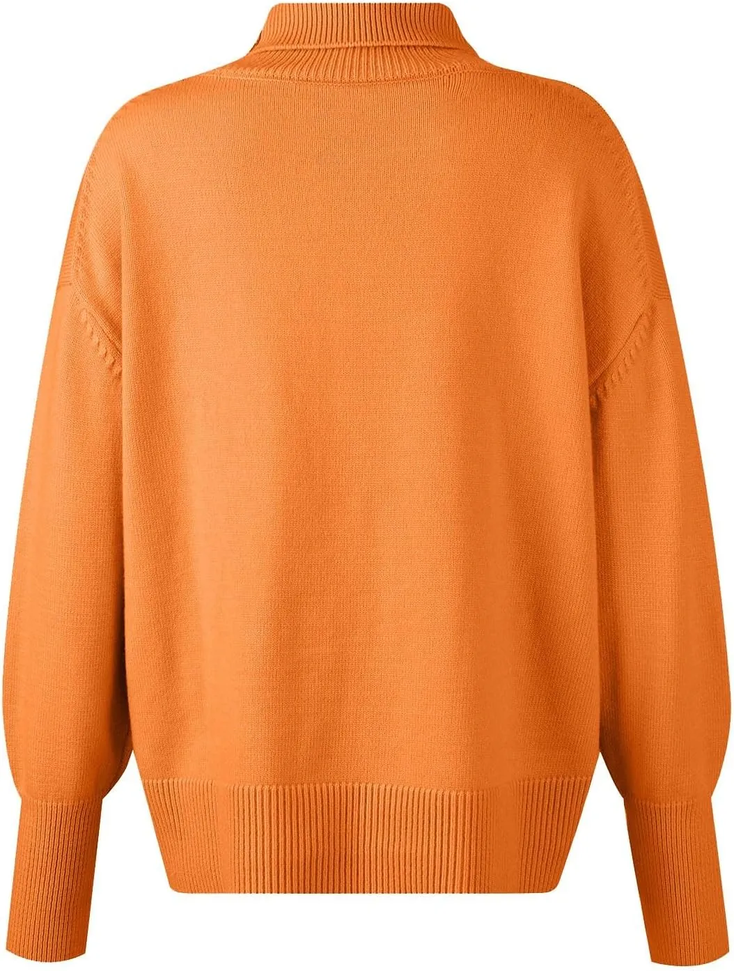 Women Turtleneck Sweater Oversized Chunky Batwing Sleeve Knitted Pullover High Low Hem 2023 Winter Basic Jumper Top