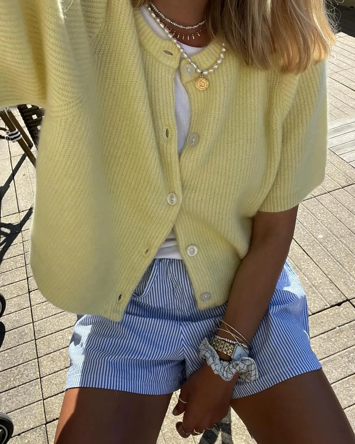 Women Y2k Knitted Crop Cardigan Short Sleeve Button Up Rib Knit Solid Color Cute Sweater Shirt