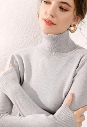 Womens 100% Merino Wool Cashmere Sweaters Turtleneck Knitted Sweater Lightweight Winter Cozy Pullover Tops
