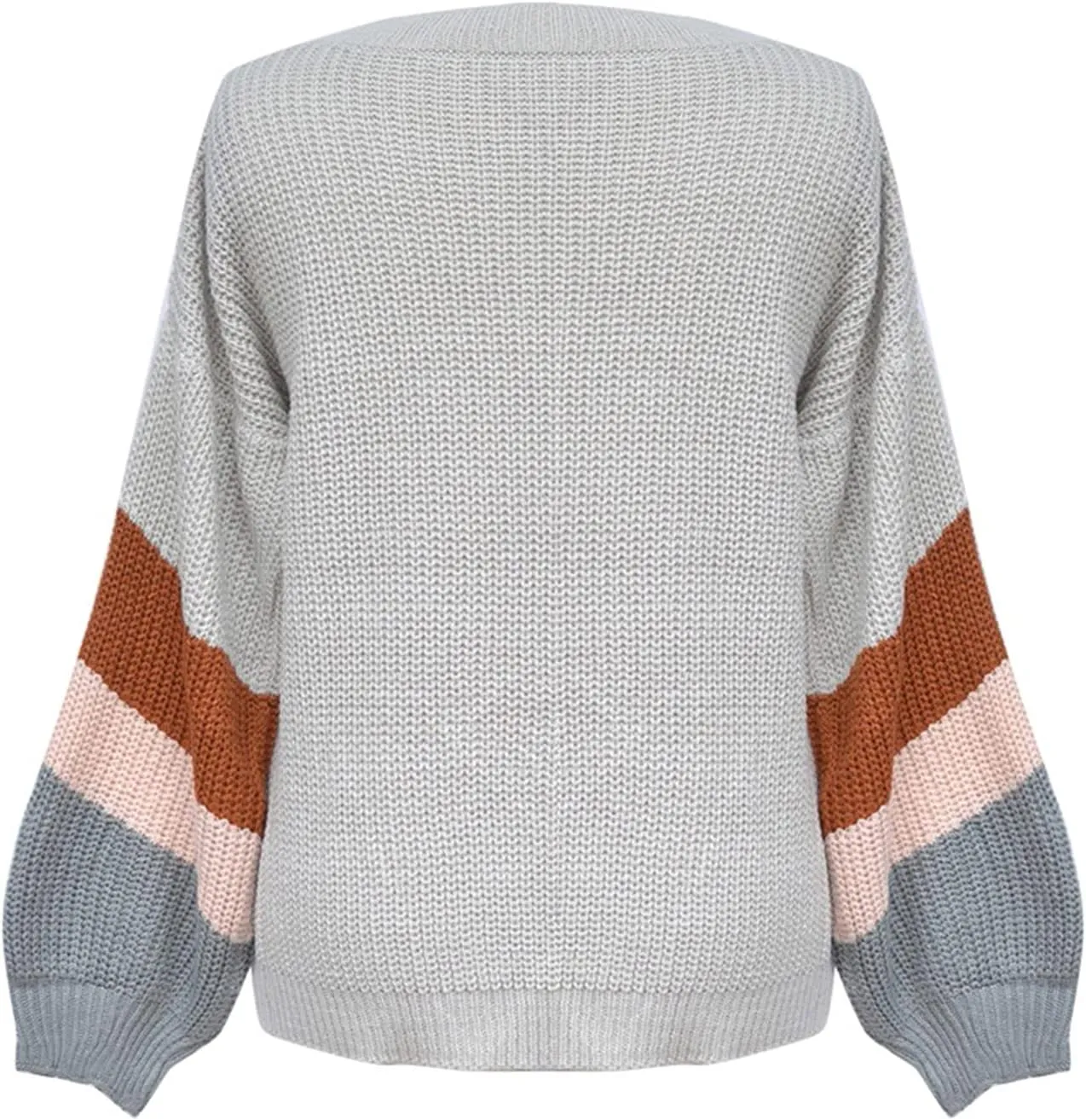 Womens 2023 Fall Casual Loose Sweaters Color Block Long Sleeve V Neck Cable Knitted Pullover Tops Sweaters for Women