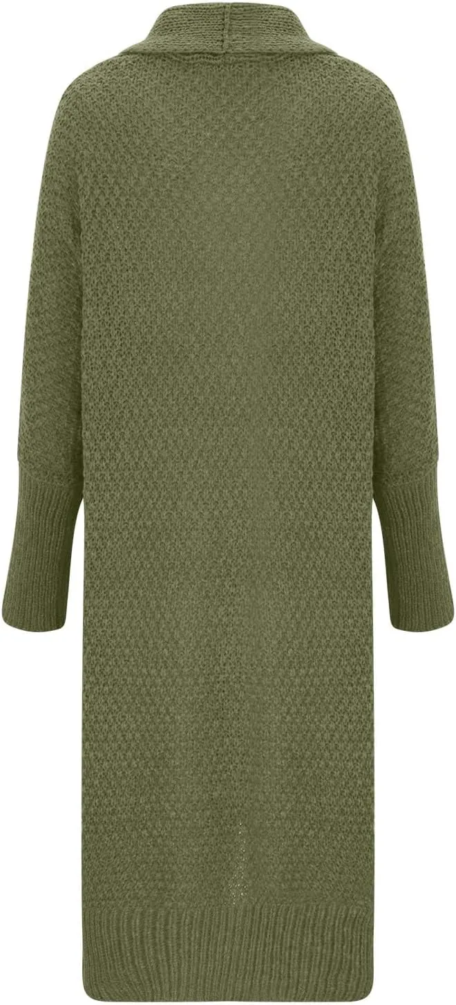 Women's 2023 Fashion Casual Open Front Long Sleeve Chunky Cable Knit Long Cardigans Knitwear Sweaters Outerwear Coats
