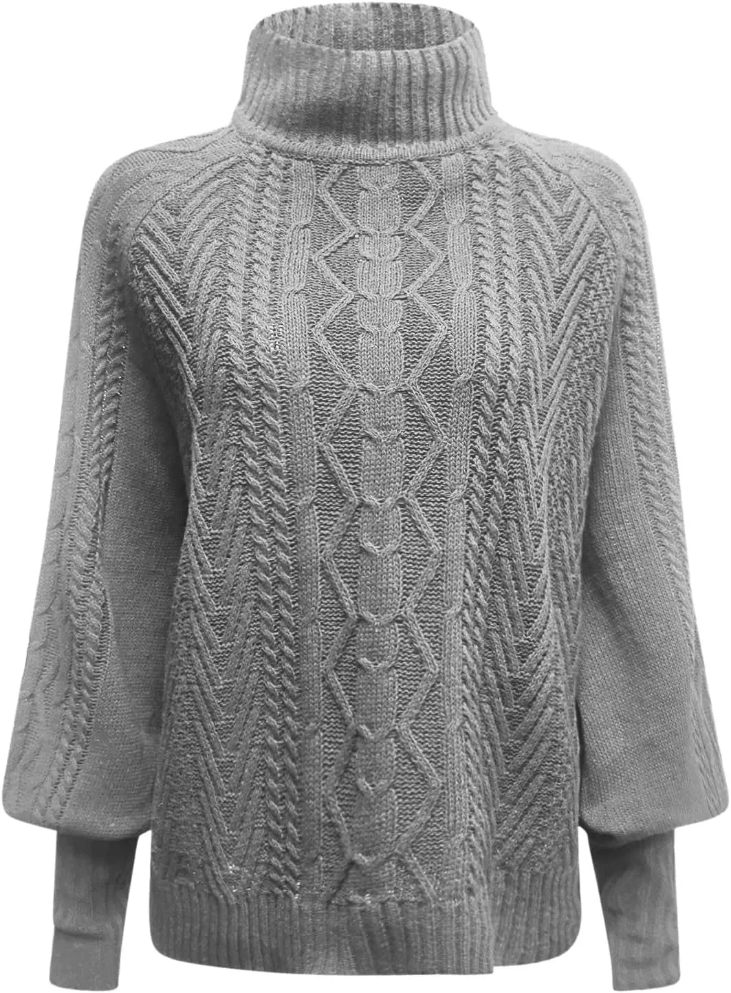 Women's 2024 Fall Long Sleeve Sweaters Cable Knitted Turtleneck Oversized Pullover Tops Fall Winter Comfort Sweaters