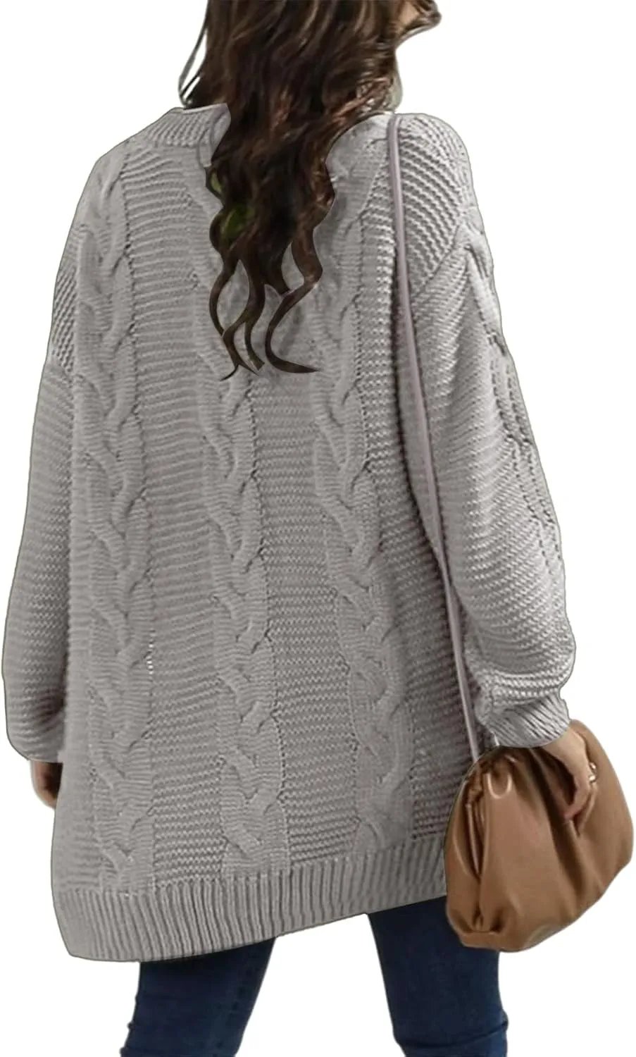 Womens 2024 Fall Open Front Chunky Knit Cardigan Sweaters Oversized Lantern Sleeve Sweater Winter Coat Outwear