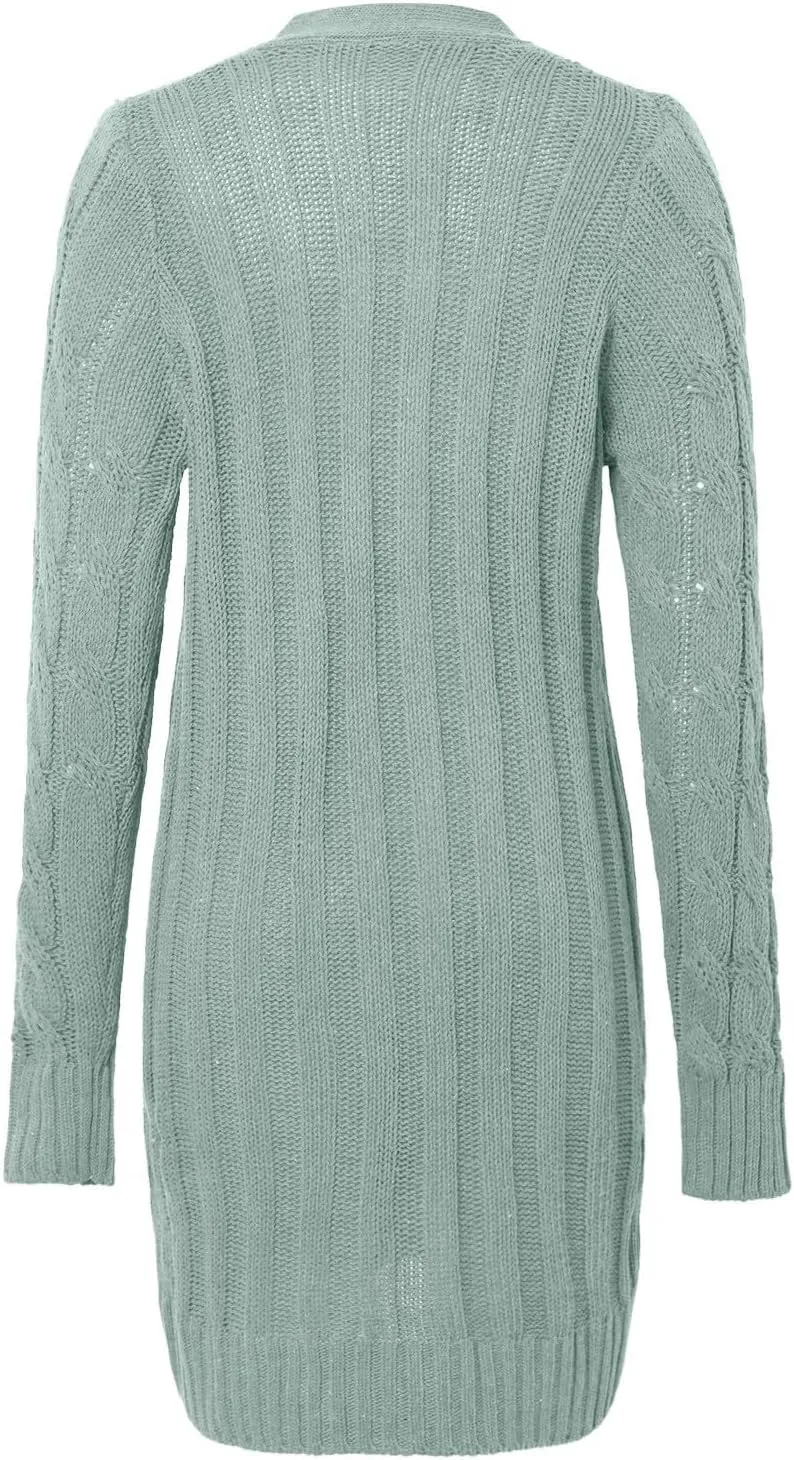 Women's 2024 Fall Winter Cardigan for Women Chunky Open Front Button Down Cable Knitted Sweater Coats with Pockets