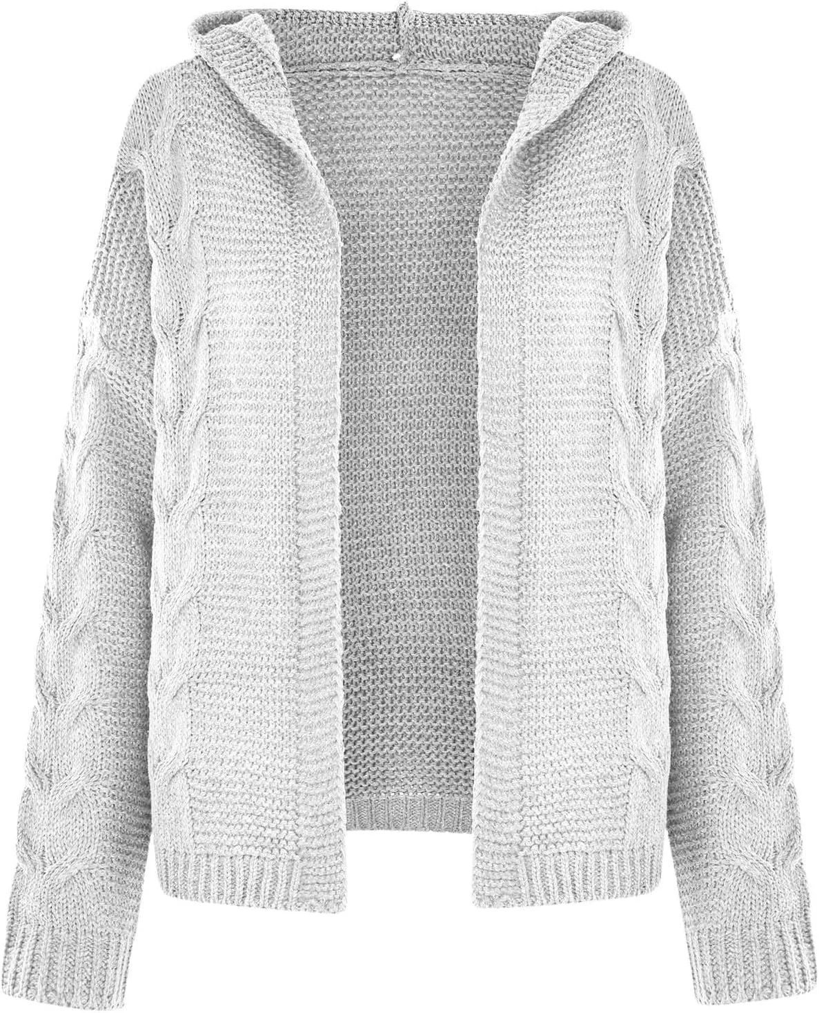 Womens 2024 Fall Winter Clothes Open Front Chunky Knit Hoodies Sweater Loose Long Sleeve Cardigan Casual Outwear Coat