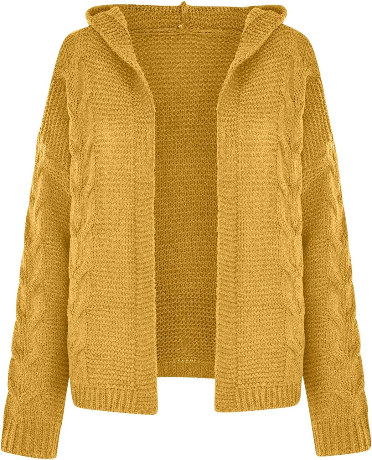 Womens 2024 Fall Winter Clothes Open Front Chunky Knit Hoodies Sweater Loose Long Sleeve Cardigan Casual Outwear Coat