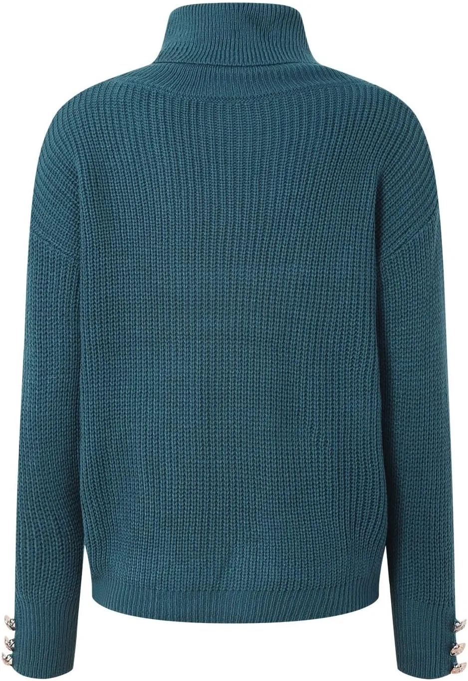 Women's 2024 Turtleneck Sweater Long Sleeve Button Stretch Kint Pullover Lightweight Winter Outfits