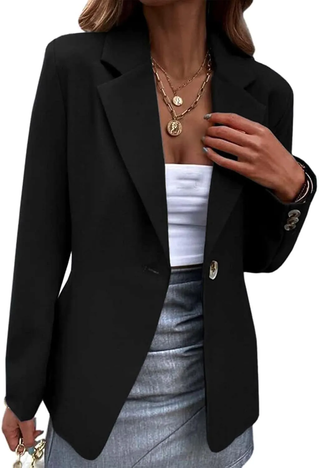 Womens Blazers Casual Lightweight Open Front Cardigan Suit Business Lapel Long Sleeve Work Office Blazer