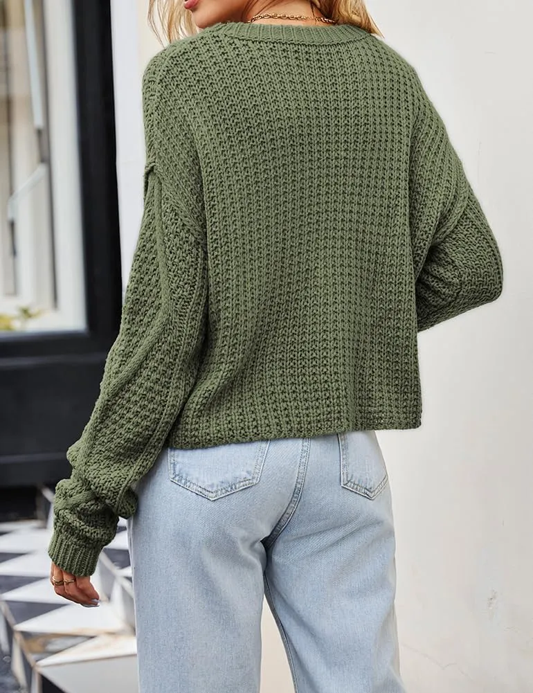 Women's Cable Knit Sweater Oversized Casual Trendy Fall Winter Crewneck Long Sleeve Chunky Pullover Sweater