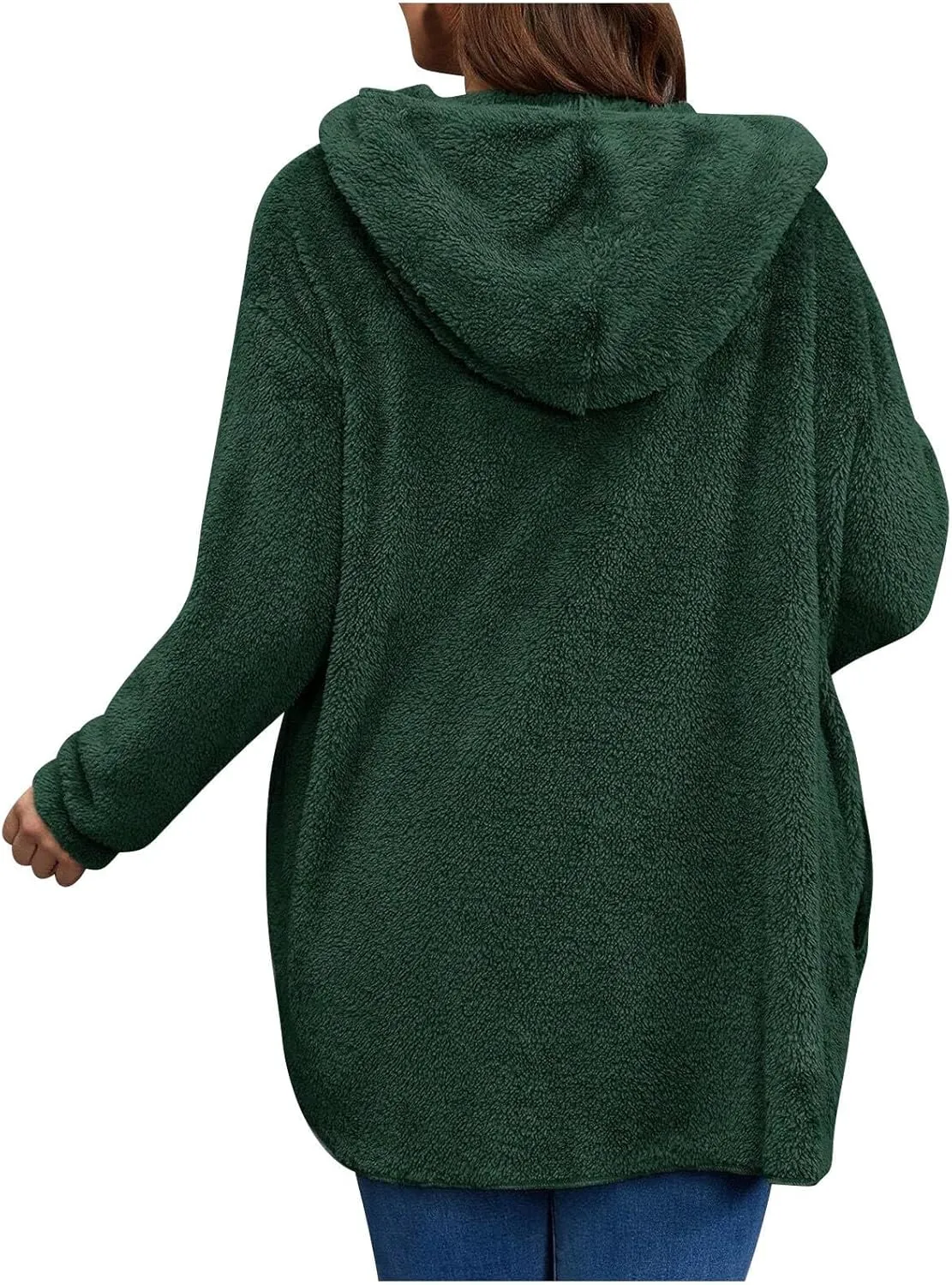Womens Cardigan Hoodies Winter Oversized Open Front Fuzzy Fleece Hooded Jacket Warm Teddy Coat 2024 Fashion