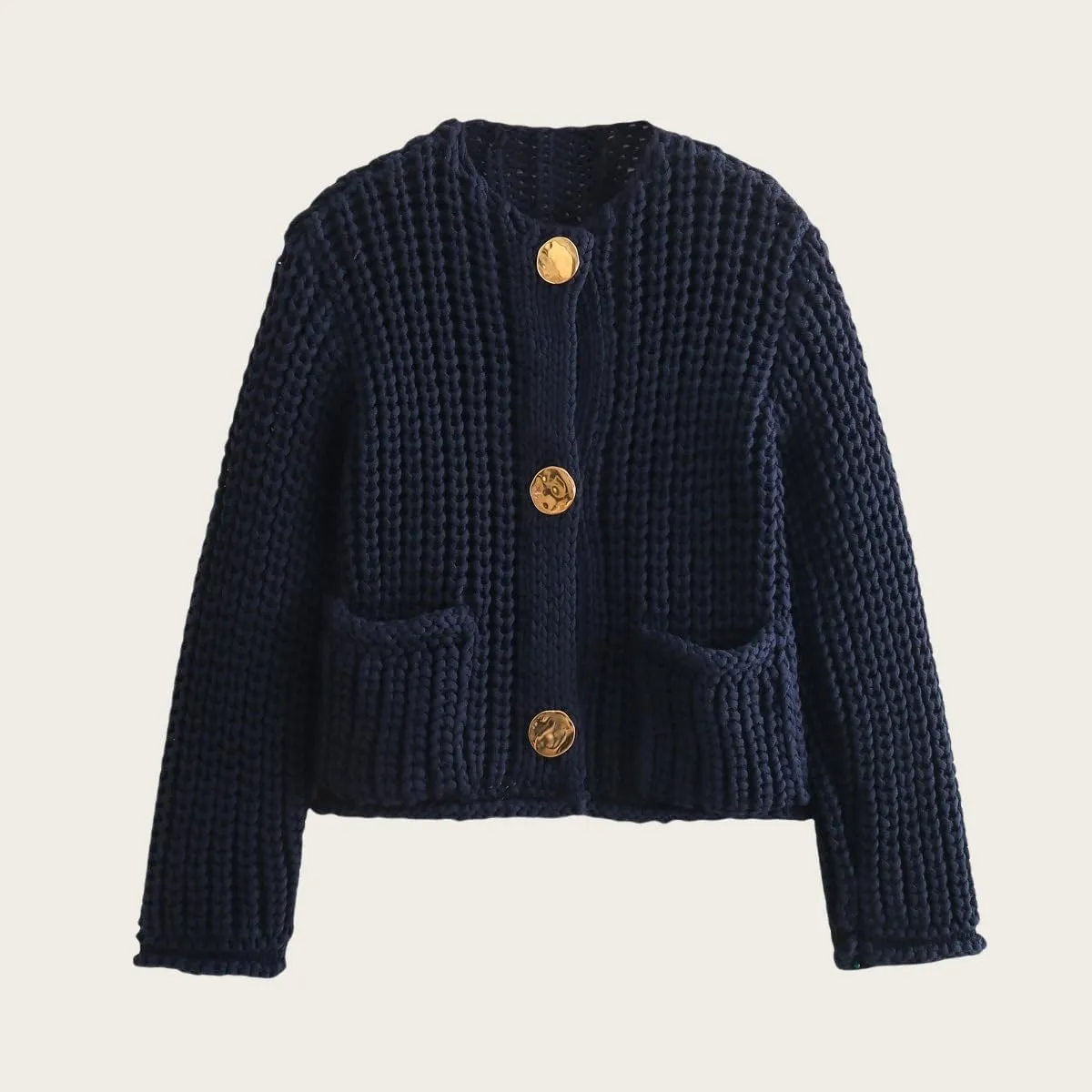 Womens Cardigan Sweaters Long Sleeve Button Down Cropped Jacket Open Front Knit Sweater Outwear