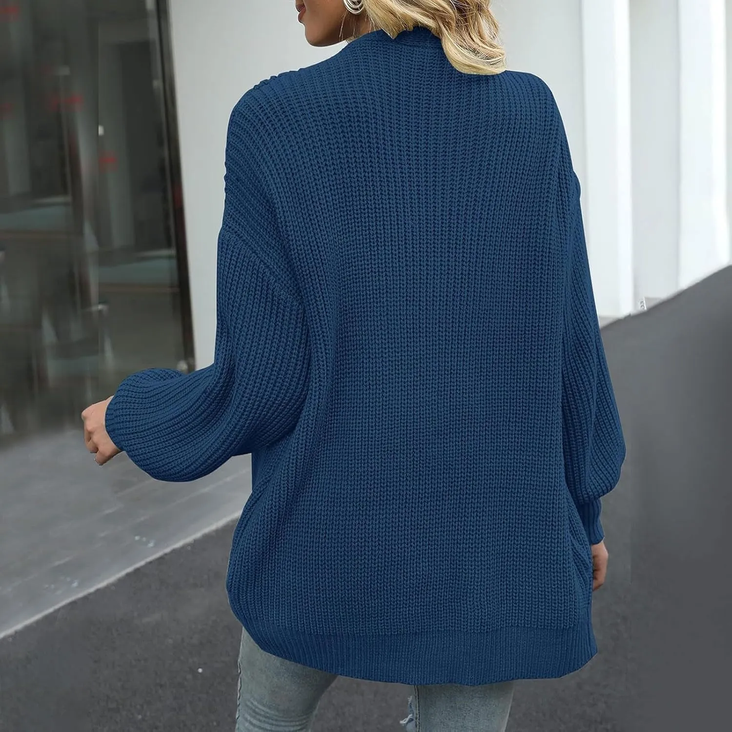 Womens Cardigan Sweaters Loose Fit Chunky Open Front Cardigan Oversized Cable Knit Sweaters with Pockets