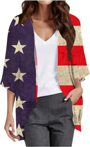 Women's Casual Fashion Print Lightweight and Comfortable Beach Vacation Chiffon Cardigan Classic Knit Cardigan