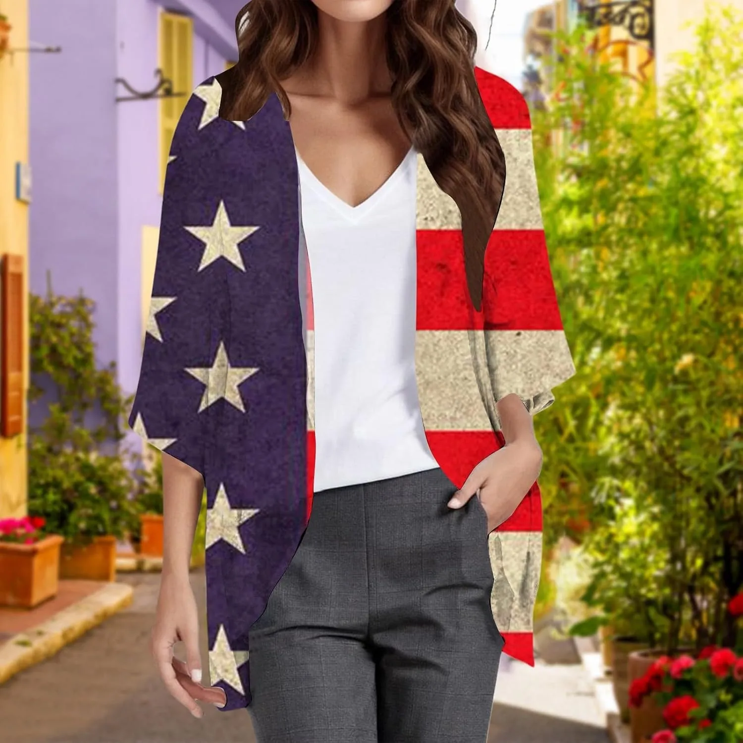 Women's Casual Fashion Print Lightweight and Comfortable Beach Vacation Chiffon Cardigan Classic Knit Cardigan