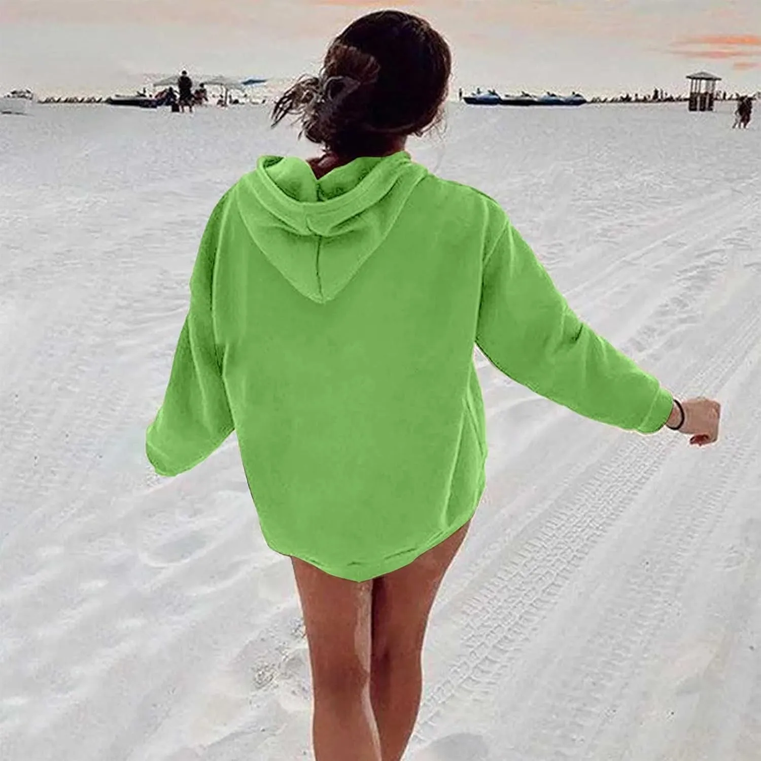 Women's Casual Hooded Sweatshirt Soft Brushed Fleece Pullover Hoodie 2024 Fall Loose Pullover Women Preppy Top