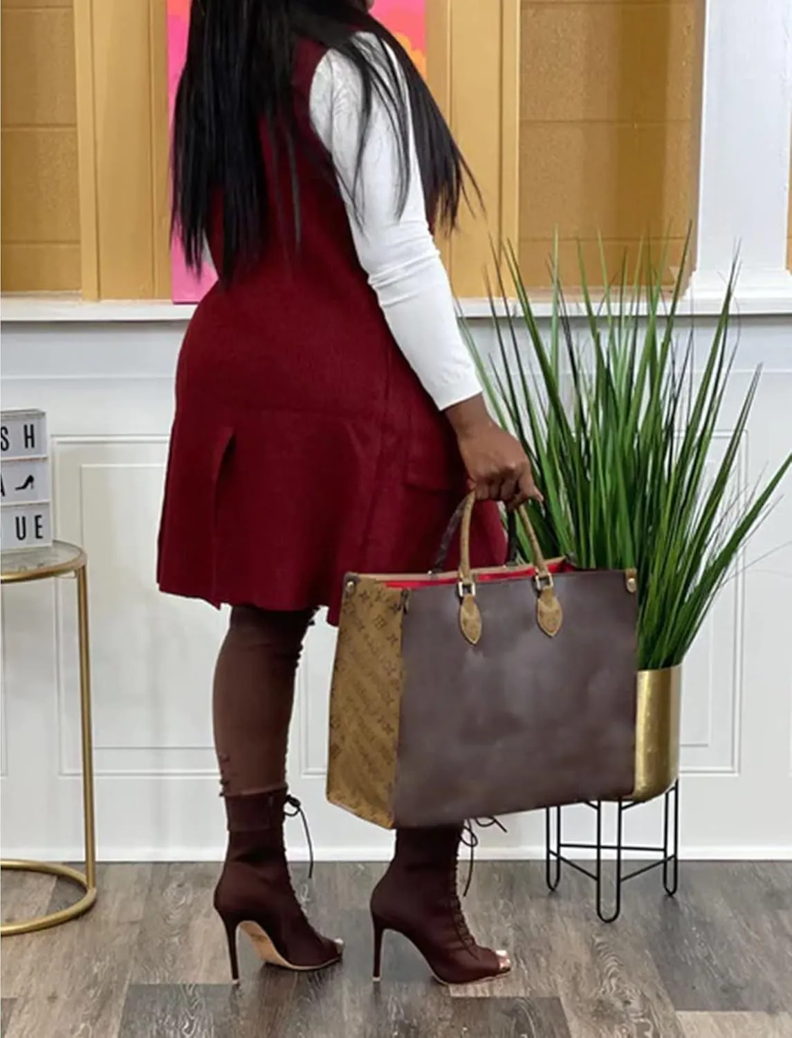 Women's Casual Sleeveless Long Sweater Vest Open Front Knit Cardigan Waistcoat with Pockets