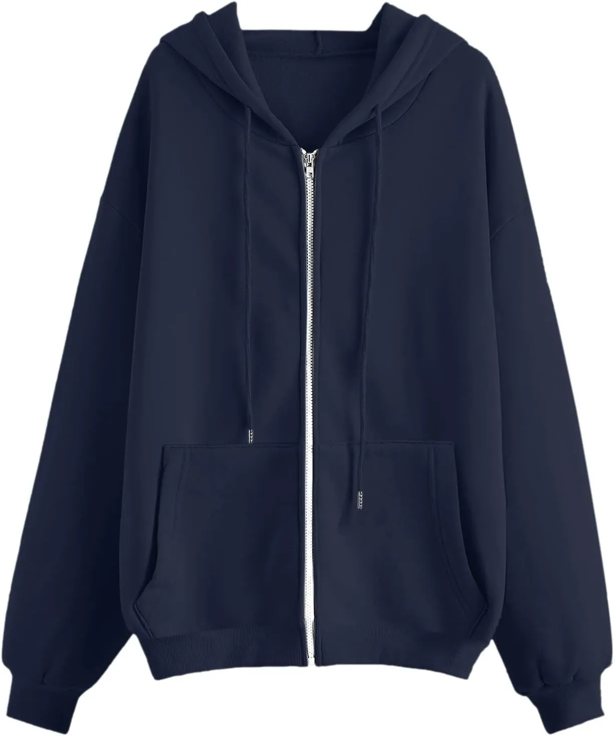 Womens Classic Zip Solid Sweatshirt Casual Long Sleeve Hoodies Crewneck Soft Lightweight Pullover Workout Fall Clothes