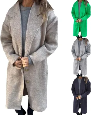Womens Coats Lapel Collar Open Casual Trench Coat Winter Wool Blend Over Coats Long Jackets