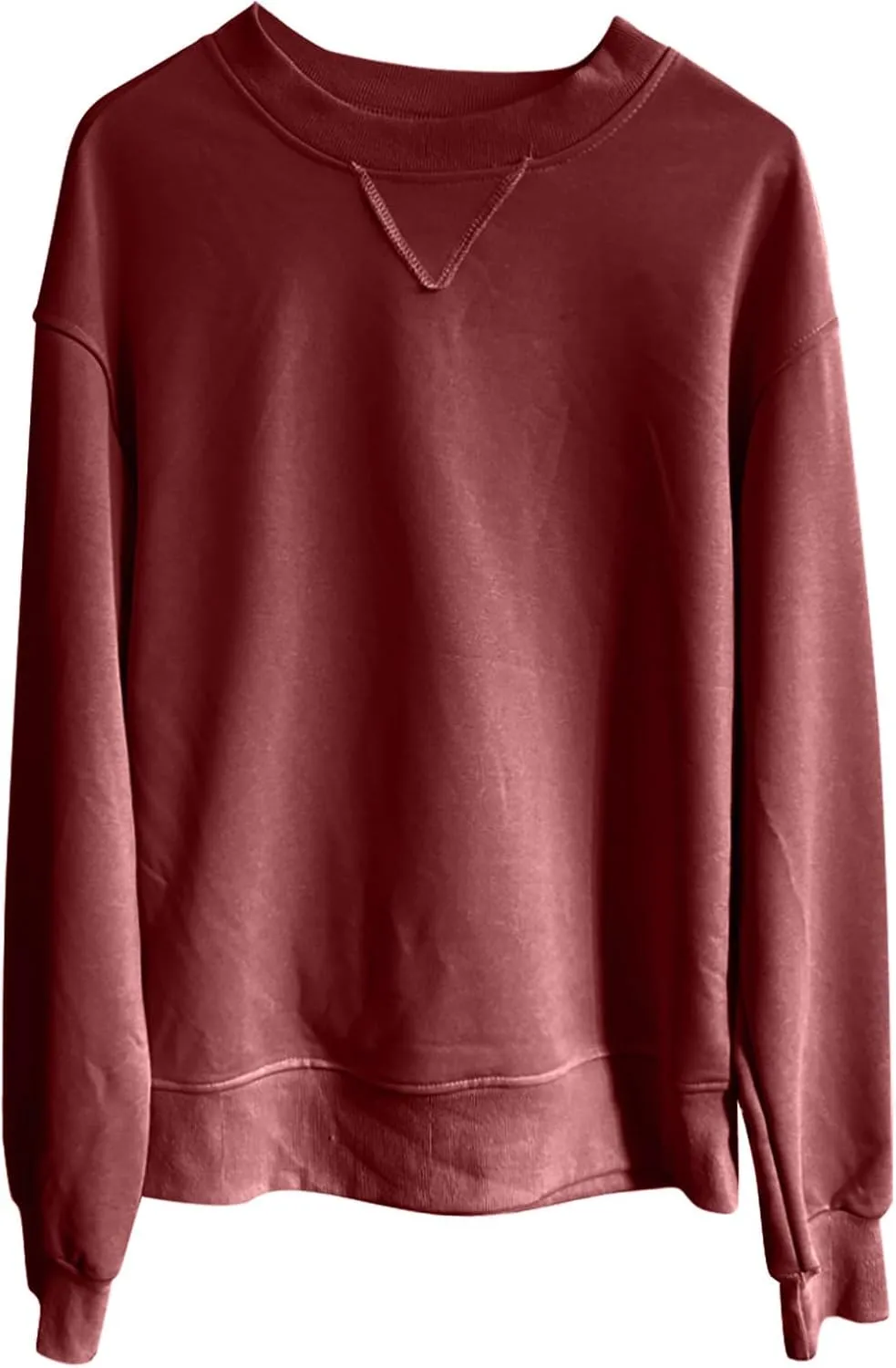 Womens Crewneck Sweatshrits Loose Casual Long Sleeve Solid Color Drop Shoulder Pullover Hoodies Fall Relaxed Fit Tops