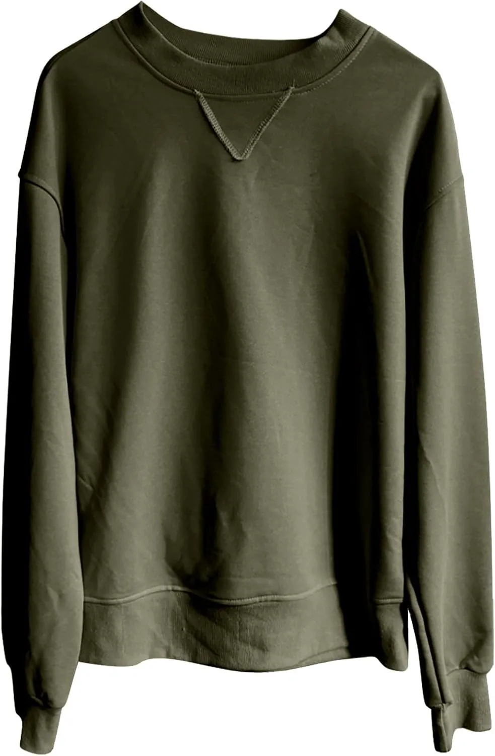 Womens Crewneck Sweatshrits Loose Casual Long Sleeve Solid Color Drop Shoulder Pullover Hoodies Fall Relaxed Fit Tops