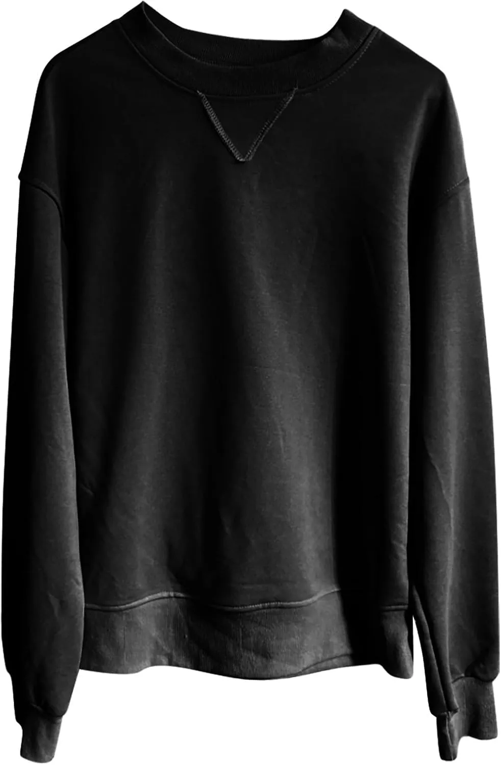 Womens Crewneck Sweatshrits Loose Casual Long Sleeve Solid Color Drop Shoulder Pullover Hoodies Fall Relaxed Fit Tops
