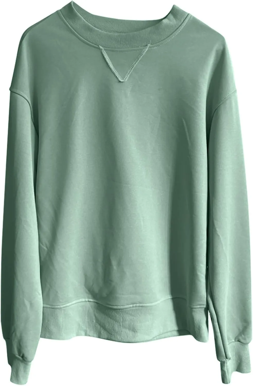Womens Crewneck Sweatshrits Loose Casual Long Sleeve Solid Color Drop Shoulder Pullover Hoodies Fall Relaxed Fit Tops