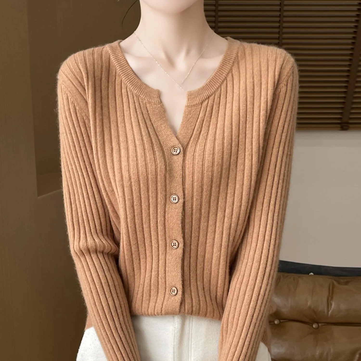 Women's Cropped Cardigan Button Sweaters Fall Trendy Knit Dressy Fashion Outfits Slim Cute Long Sleeves Shirts Tops