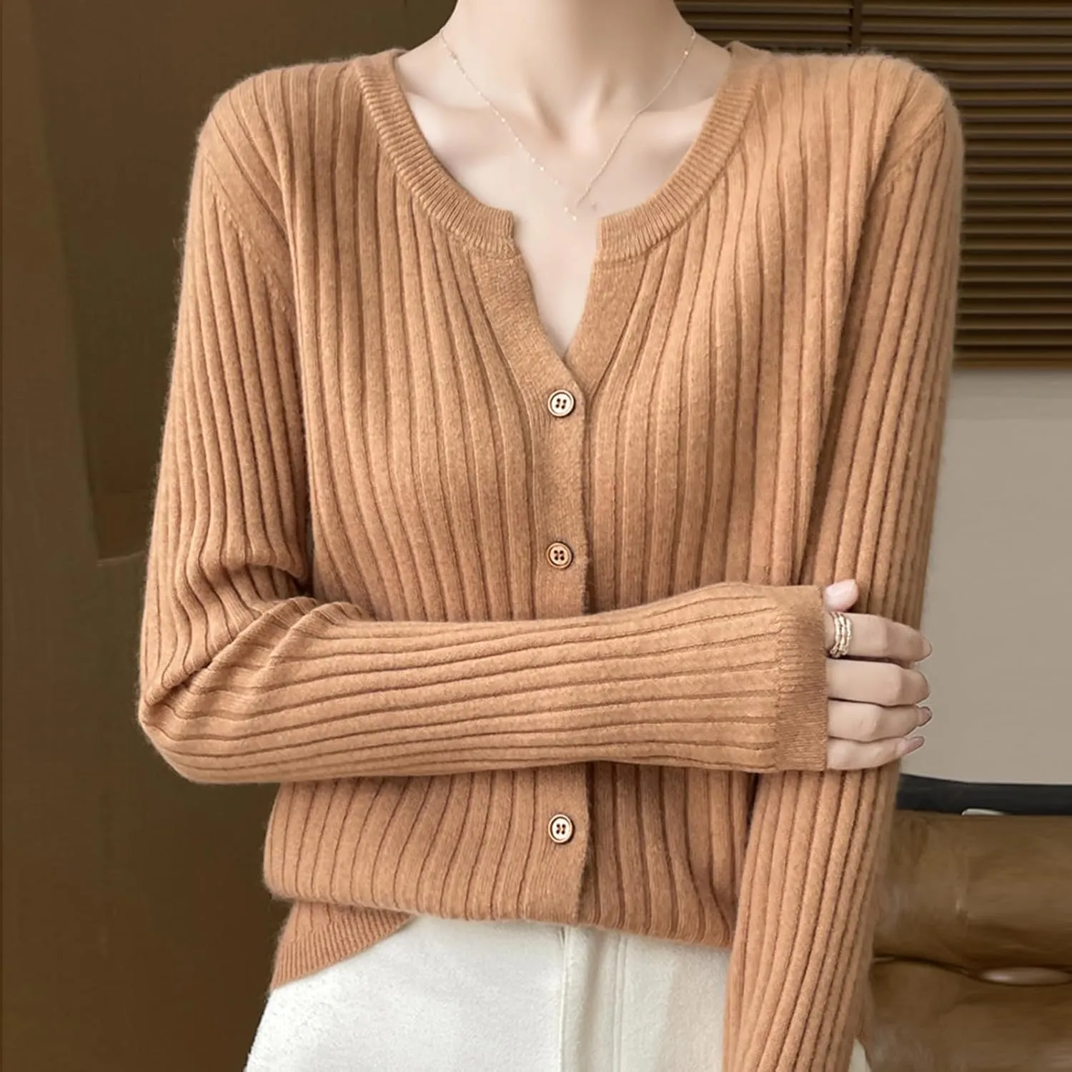 Women's Cropped Cardigan Button Sweaters Fall Trendy Knit Dressy Fashion Outfits Slim Cute Long Sleeves Shirts Tops