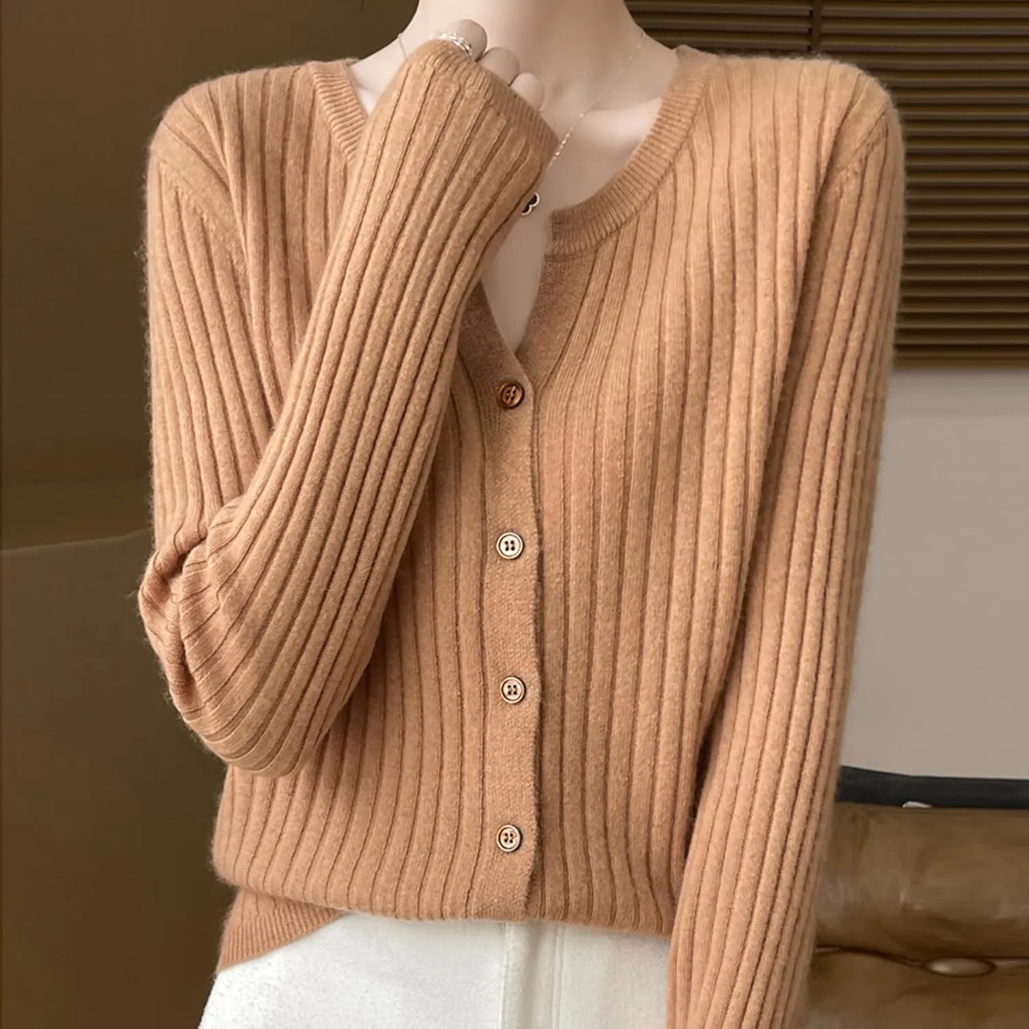Women's Cropped Cardigan Button Sweaters Fall Trendy Knit Dressy Fashion Outfits Slim Cute Long Sleeves Shirts Tops