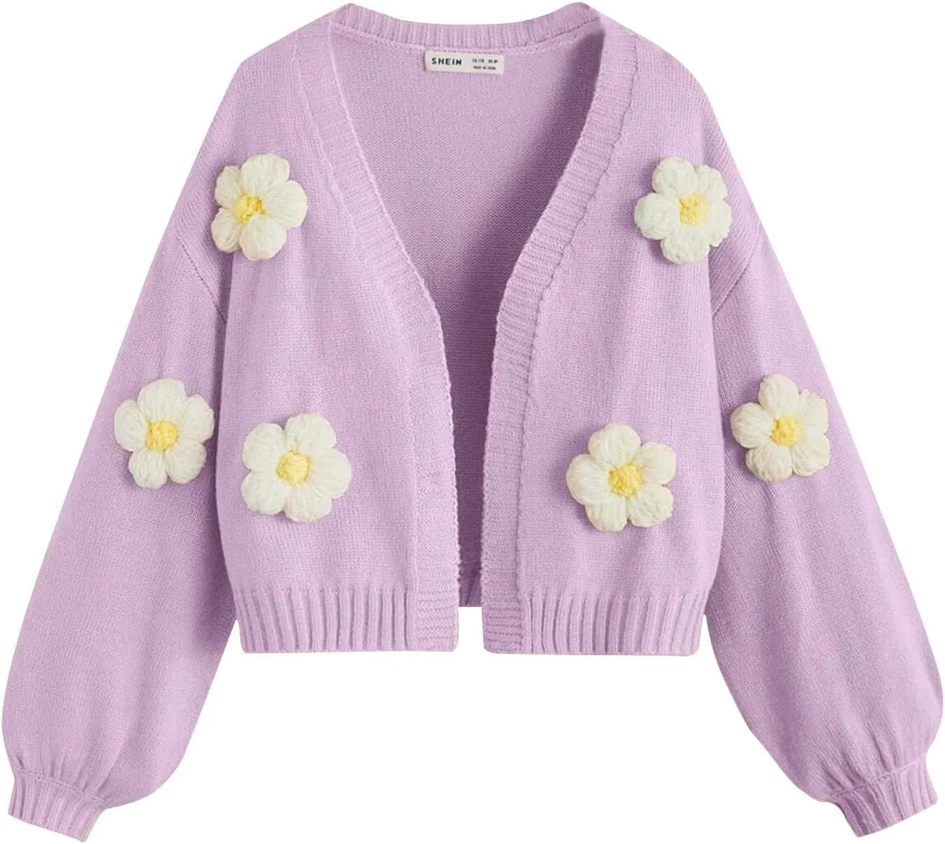 Women's Cropped Cardigan Sweaters Lightweight Cable Knit Cute Flower Sweater Trendy Open Front Cardigans Y2k Clothes