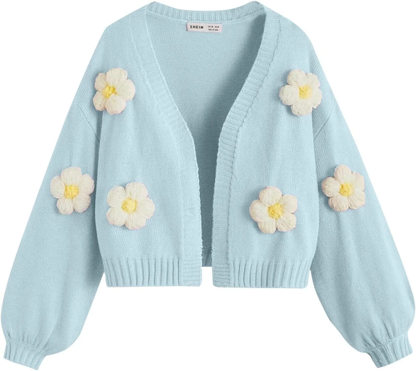 Women's Cropped Cardigan Sweaters Lightweight Cable Knit Cute Flower Sweater Trendy Open Front Cardigans Y2k Clothes