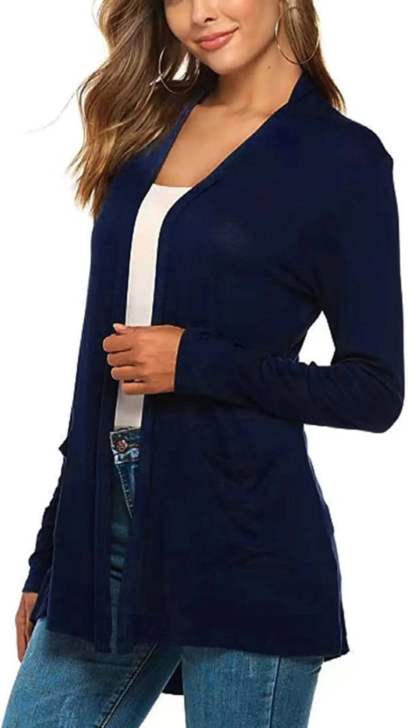 Women's Fall Fashion Cardigans Long Sleeve Open Front Cardigan Comfortable Casual Sweater with Pockets