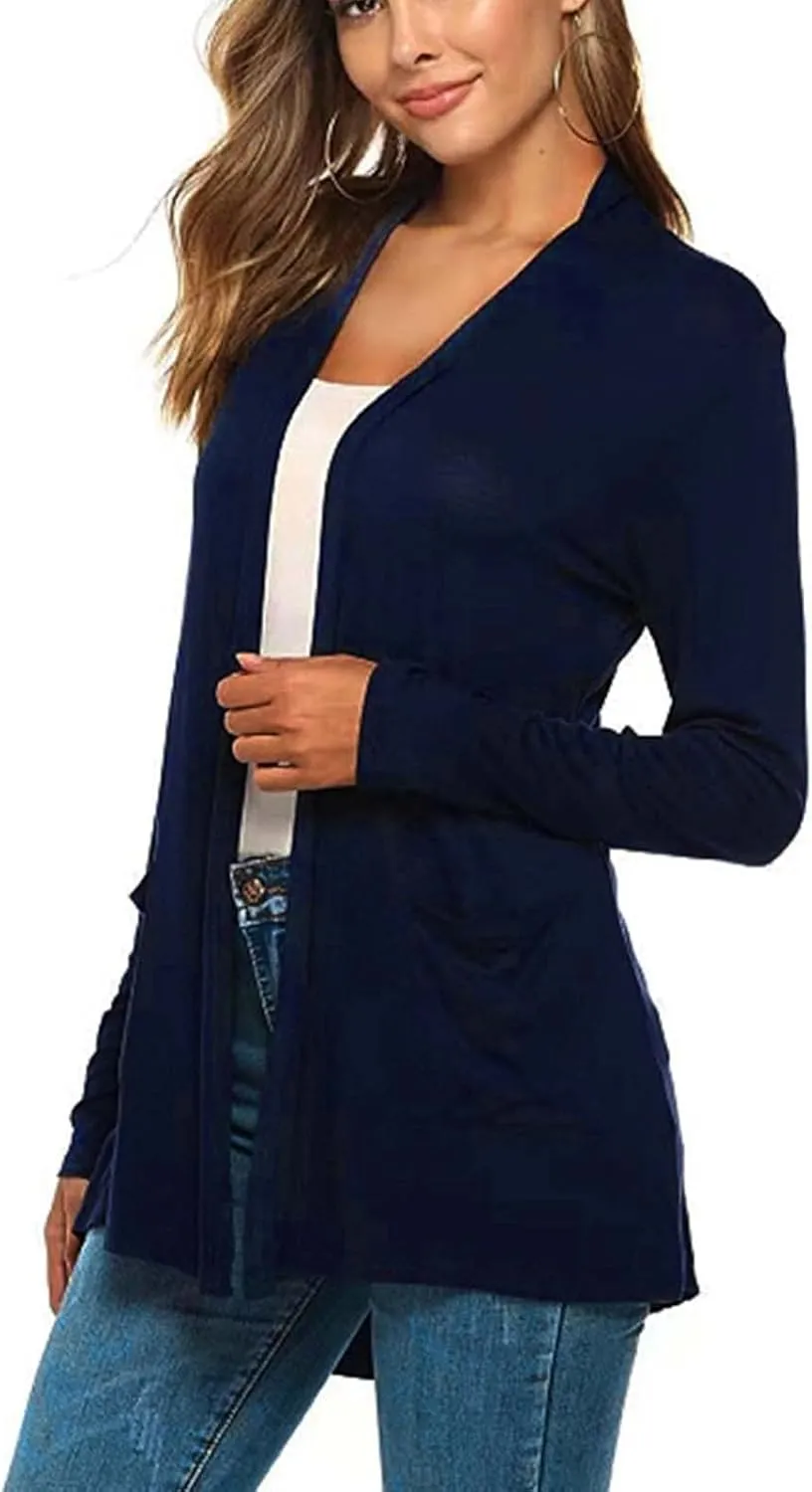 Women's Fall Fashion Cardigans Long Sleeve Open Front Cardigan Comfortable Casual Sweater with Pockets