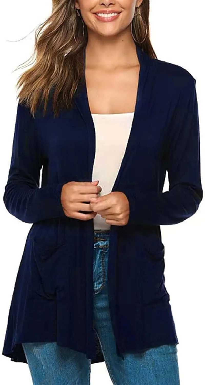 Women's Fall Fashion Cardigans Long Sleeve Open Front Cardigan Comfortable Casual Sweater with Pockets
