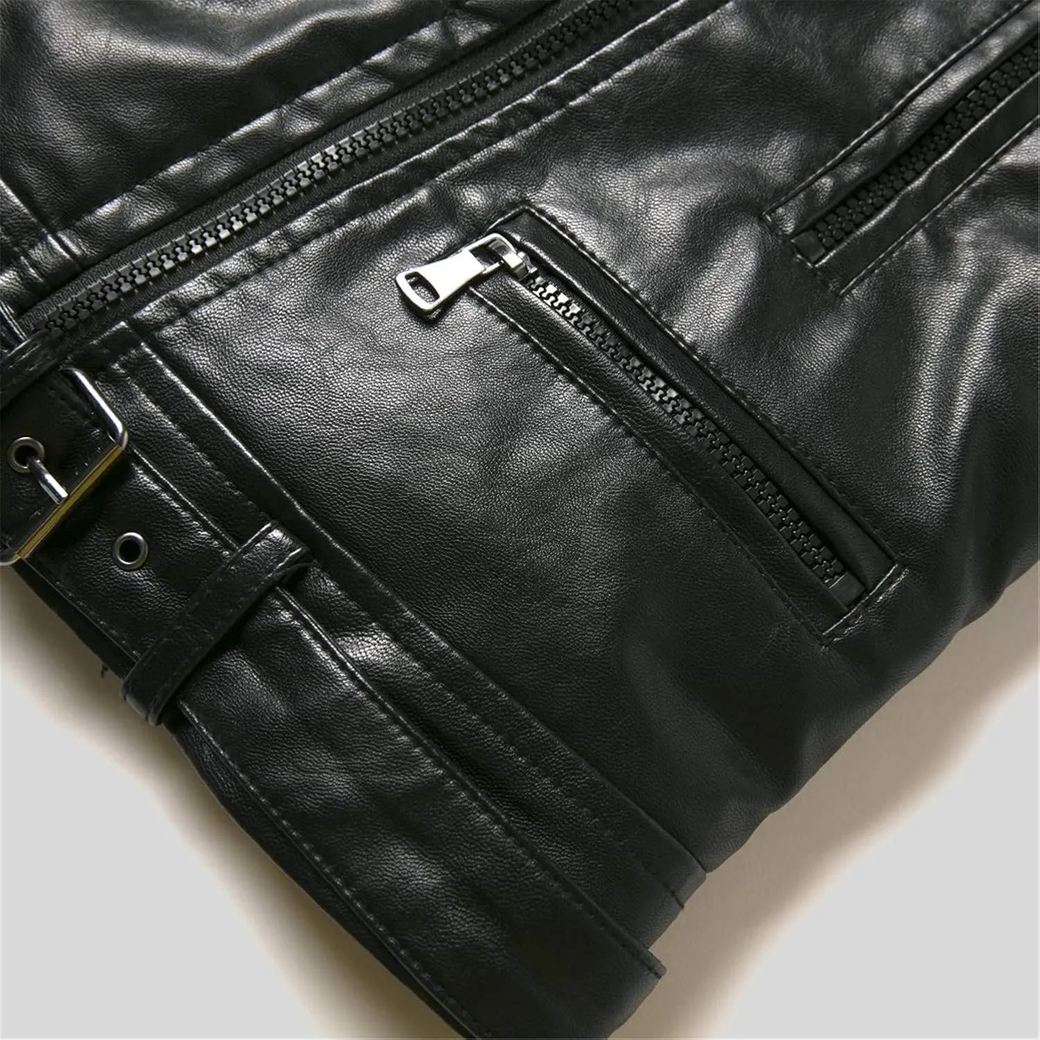 Women's Faux Leather Sherpa Lined Motorcycle Jacket Sheepskin Aviator Leather Jacket Zip Assymetrical Bomber Jackets