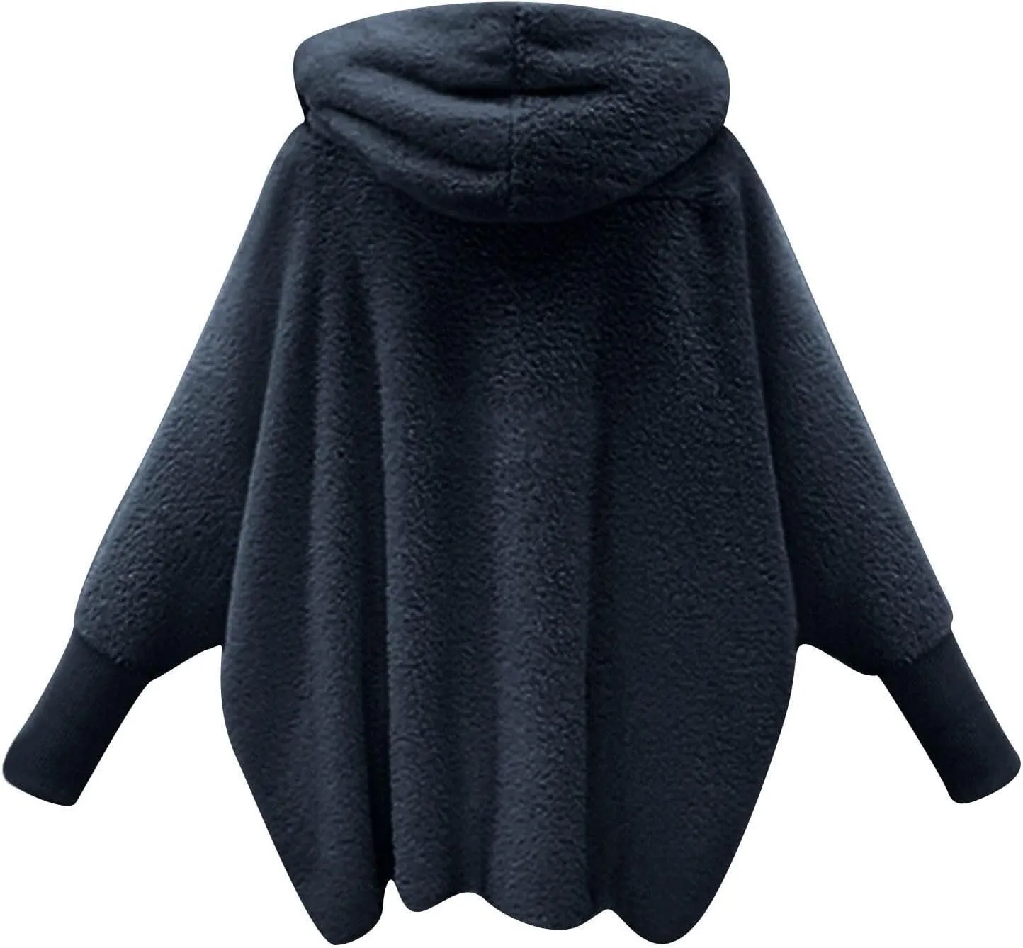 Womens Fleece Jackets Winter Warm Wool Cardigan Sherpa Lined Jacket Long Sleeve Solid Color Hooded Sweater Jacket