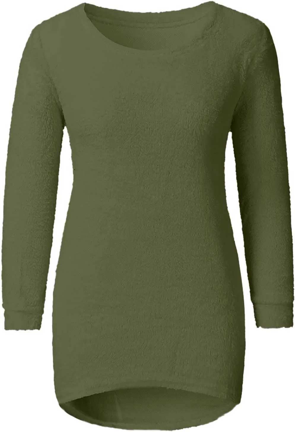 Women's Fuzzy Sweater Fashionable Long Sleeve Pullover Loose Fluffy Plush Jumper Sweater Crewneck Soft Comfy Tops